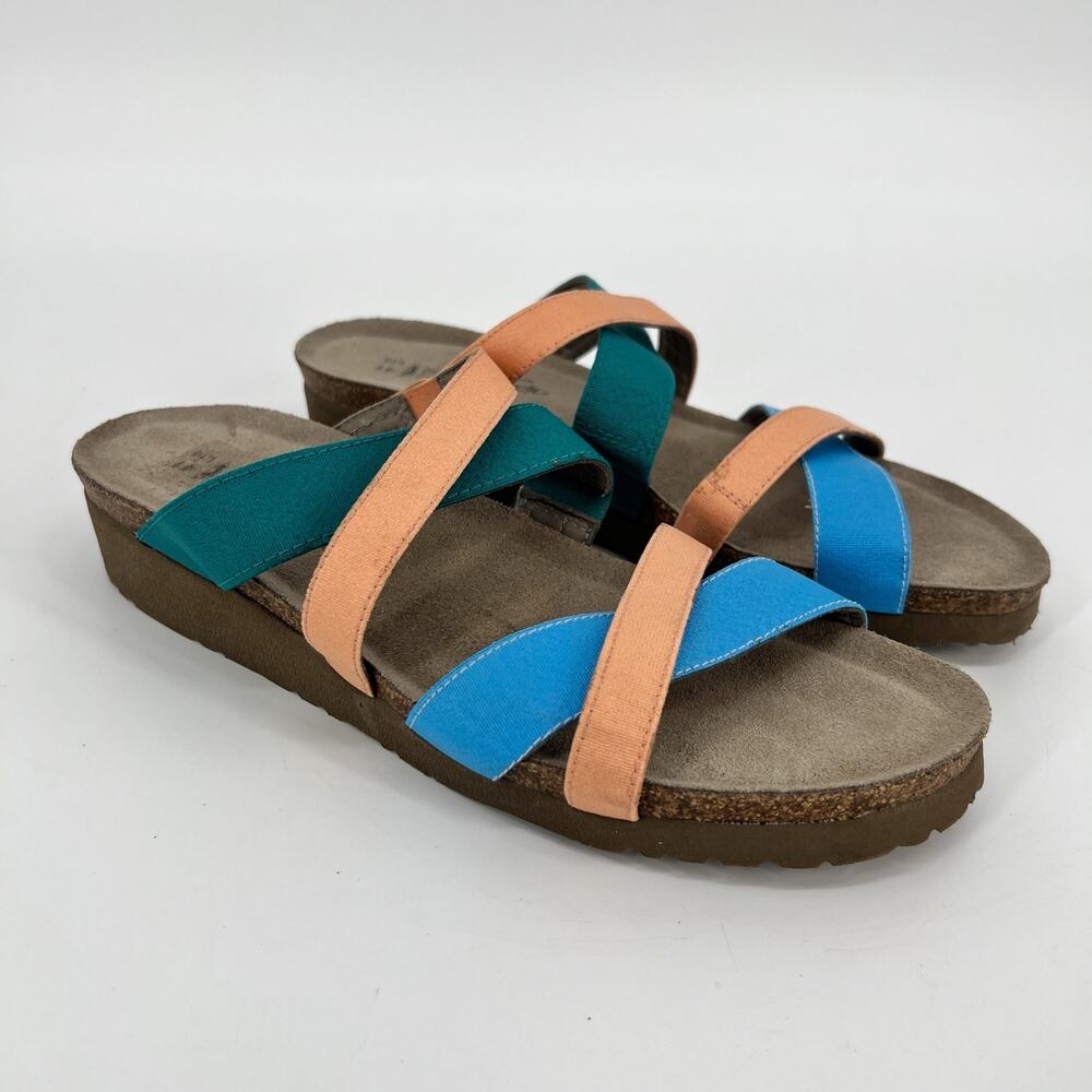 Naot Roxanna Slide Sandals Womens EU 41 US 10-10.5 Blue Peach Teal Comfort